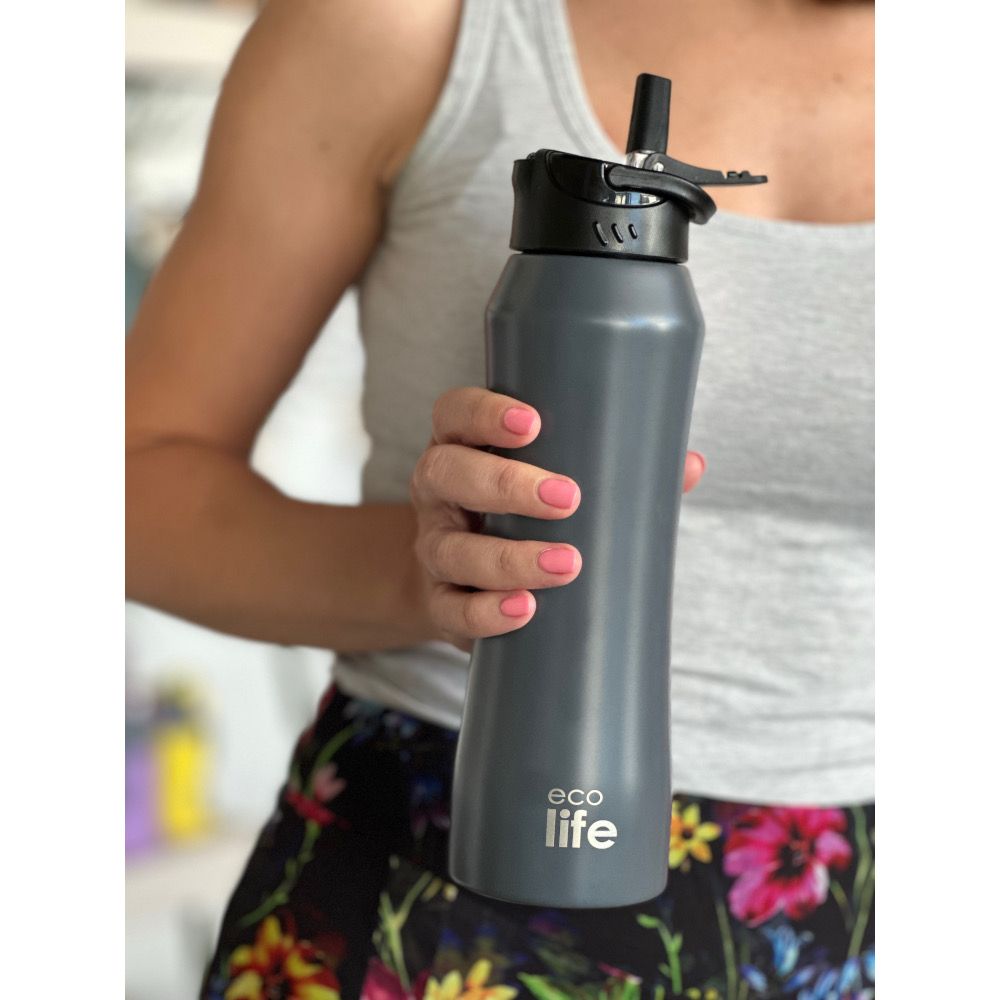 Grey Thermos 550ml | Εσωτερικό Καλαμάκι